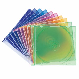 CDプラケース CD DVD BD 1枚収納 スリムタイプ 10枚セット 5色ミックス[FCD-PU10MXN]