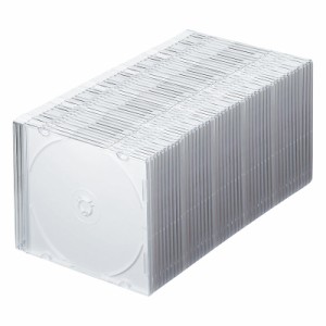 CDプラケース CD DVD BD 1枚収納 スリムタイプ 50枚セット ホワイト[FCD-PU50MWN2]