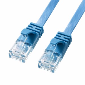 薄型 Cat6A LANケーブル ブルー 3m 爪折れ防止カバー付き[KB-FL6A-03BL]