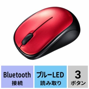 静音BluetoothブルーLEDマウス レッド[MA-BBS311R]