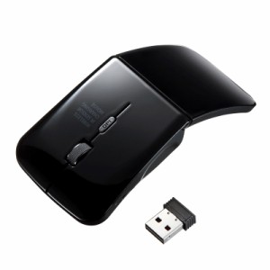 薄型 ワイヤレスマウス 静音 USB充電式 IR LEDセンサー ブラック[MA-WIR117BKN]