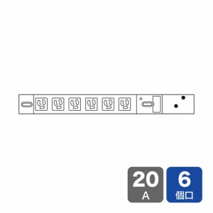 19インチサーバーラック用コンセント 100V 20A スリムタイプ 3P 6個口 3m[TAP-SVSL206]