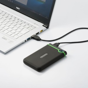 スリム 耐衝撃 ポータブルHDD 1TB USB3.1 Gen1 ブラック Transcend [TS1TSJ25M3S]