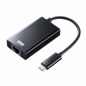USB Type-C LANアダプタ USBハブ付き USB3.2 ギガビット対応 ブラック[USB-CVLAN4BKN]