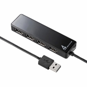 HDD接続対応 面ファスナー付4ポートUSB2.0ハブ ブラック[USB-HTV410BKN2]