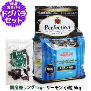 【店内全品送料無料】パーフェクション ドッグフード サーモン 小粒 6kg＋国産鹿ラング15g【ドッグパラダイス限定セット】