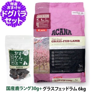 【店内全品送料無料】アカナ グラスフェッドラム 6kg＋国産鹿肉ﾗﾝｸﾞ30g ドッグフード 全犬種 全年齢用 【ドッグパラダイス限定セット