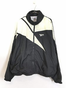 古着 90s Reebok VECTOR デザイン BIG ロゴ 裏地天竺 ナイロン ジャケット XL 古着