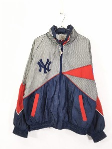 古着 90s MLB New York Yankees ヤンキース メッシュ クレイジー ナイロン ジャケット M 古着