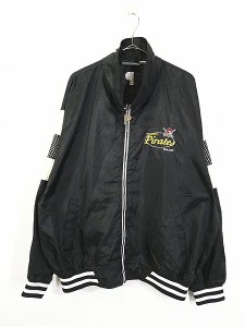 古着 90s MLB Pittsburgh Pirates パイレーツ ロゴ 刺しゅう ナイロン ジャケット XL 古着