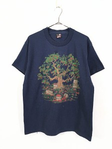 古着 80s USA製 リンゴ 木箱 アート オールド Tシャツ L 古着