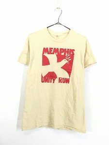 古着 70-80s USA製 Hanes 「Memphis Unity Run」 Coca Cola 100%コットン Tシャツ L 古着