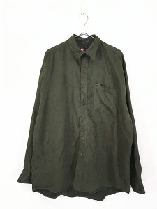 古着 90s CHAPS Ralph Lauren オリーブ フェイクスエード シャツ L 緑 古着