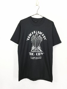 古着 90s USA製 「BRIGHT LIGHT'S BIG CITY」 シルバー ラメ プリント Tシャツ L 古着