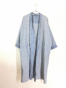 古着 90s Christian Dior マルチ ストライプ 半袖 シャンブレー ガウン コート One Size ブランド 古着