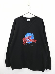 古着 90s USA製 PLANET HOLLYWOOD 「ATLANTic CiTy」 BIG ロゴ 前V スウェット トレーナー XL 古着