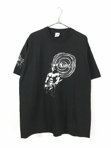 古着 90s NWAC VIKINGS モノクロ バイキング グラフィック Tシャツ L位 古着