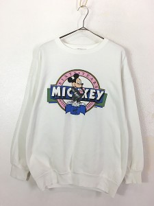 古着 80s Canada製 Disney Mickey ミッキー 60th Birthday メモリアル スウェット トレーナー L 古着