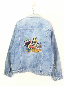 古着 90s Disney Mickey ミッキー 大集合 デニム ジャケット Gジャン M 古着