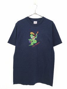 古着 90s Pta. Vallarta イグアナ レゲエ ギター 刺しゅう Tシャツ M 古着