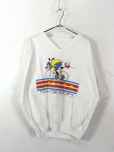 古着 90s Disney Goofy グーフィー サイクリング Vネック ドルマン リブ Tシャツ M位 古着