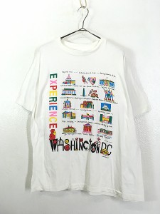 古着 90s 「WASHINGTON DC experience」 観光地 カラフル プリント Tシャツ XL 古着