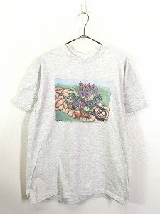 古着 90s USA製 ガーデニング フラワー アート Tシャツ L 古着