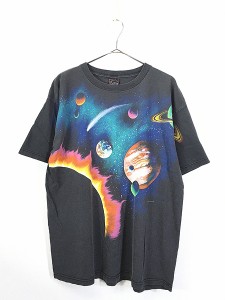 古着 90s USA製 HABITAT 宇宙 惑星 太陽 グラフィック アート Tシャツ XL 古着