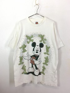 古着 80s Disney Mickey 9スタイル ミッキー キャラクター Tシャツ L位 古着