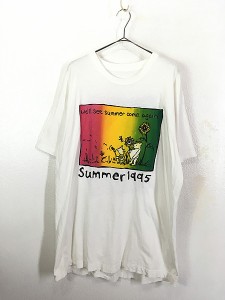 古着 90s 原作 絵本 くまのプーさん 「Summer 1995」 パターン プリント Tシャツ L位 古着