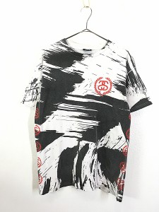 古着 Stussy ステューシー SSリンク 両面 サイド ロゴ オールオーバー Tシャツ M 古着