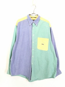 古着 90s Nautica パステル カラフル クレイジー パターン BD シャツ L 古着