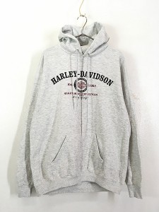 古着 90s HARLEY DAVIDSON 「CHICAGO」 両面 ハーレー スウェット パーカー L 古着