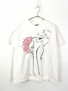 古着 90s USA製 TY WILSON ドレス タキシード ロマンティック アート Tシャツ L 古着