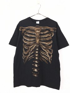 古着 BONE ボーン 骨 だまし絵 蓄光 アート Tシャツ L 美品!! 古着