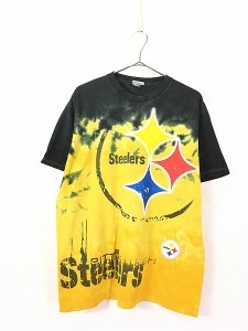 古着 90s NFL Pittsburgh Steelers スティーラーズ フットボール タイダイ Tシャツ L 古着