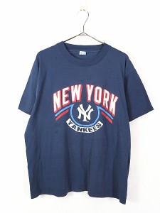 古着 80s USA製 Champion 「NEW YORK YANKEES」 MLB ベースボール Ｔシャツ XL 古着