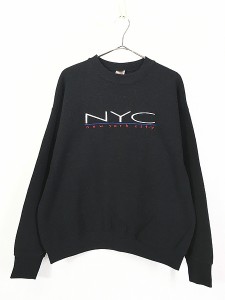 古着 New York City 「NYC」 刺しゅう スウェット トレーナー L 古着