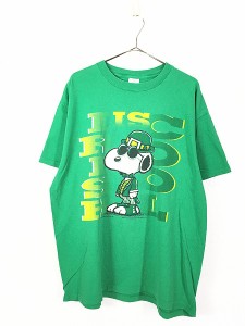 古着 90s USA製 Snoopy スヌーピー 「IRISH IS COOL」 BIG プリント Tシャツ XL 古着