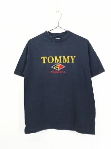 古着 90s TOMMY Sports 刺しゅう ベロア パッチ Tシャツ M 古着