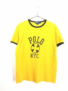 古着 Polo Ralph Lauren 「N.Y.C.」 プリント リンガー Tシャツ M 古着