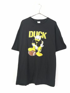 古着 00s USA製 Disney ドナルド DUCK アメフト BIG プリント Tシャツ 2XL 古着