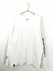 古着 90s USA製 adidas ロゴ アーム プリント ロング スリーブ Tシャツ ロンT XL 古着