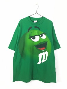 古着 00s USA製 M&Ms エム アンド エムズ 企業 キャラクター 「グリーン」 Tシャツ 2XL 古着