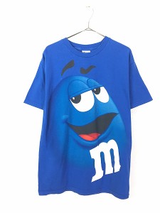 古着 00s USA製 M&Ms エム アンド エムズ 企業 キャラクター 「ブルー」 Tシャツ L 古着