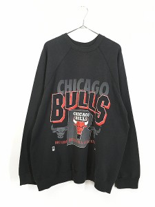 古着 90s USA製 JOSTENS NBA CHICAGO BULLS スウェット トレーナー 黒 2XL 古着