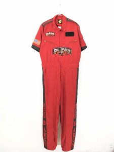 古着 90s Canada製 Red Baron BIG パッチ 半袖 ワーク オールインワン つなぎ 40-42位 古着