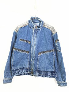 古着 JORDACHE シングル ライダース デニム ジャケット ブルゾン S 古着