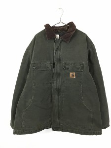 古着 90s Carhartt オリーブ ダック パデット トラディショナル コート XXL 古着