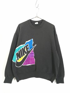 古着 90s USA製 NIKE カラフル グラフィック ロゴ スウェット トレーナー L 古着